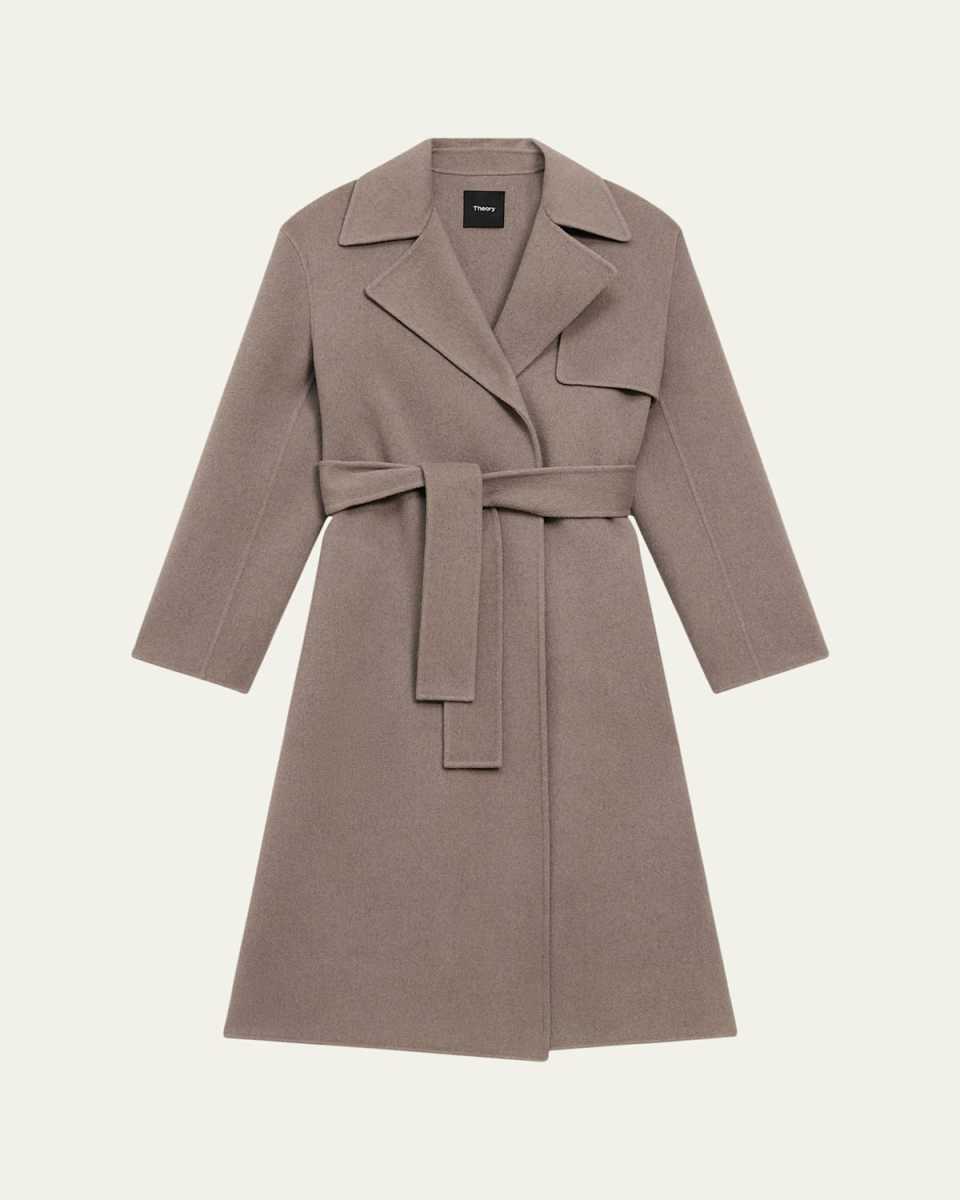 Wool & Cashmere Long Wrap Trench Coat